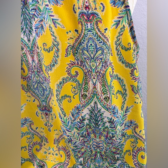 Rose & Olive High Neck Halter Top Yellow Floral Print Size Small - Picture 6 of 8